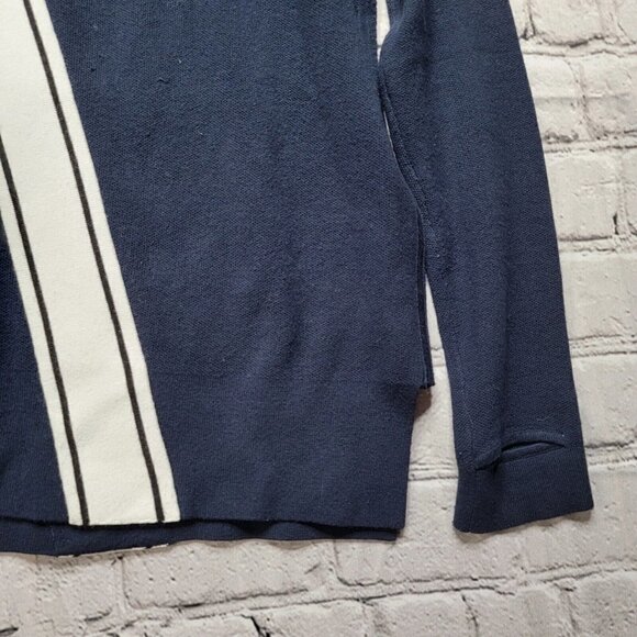 Athleta Streetwise Stripe Navy Blue Sweater With Coolmax & Thumbholes Size S - Picture 7 of 13